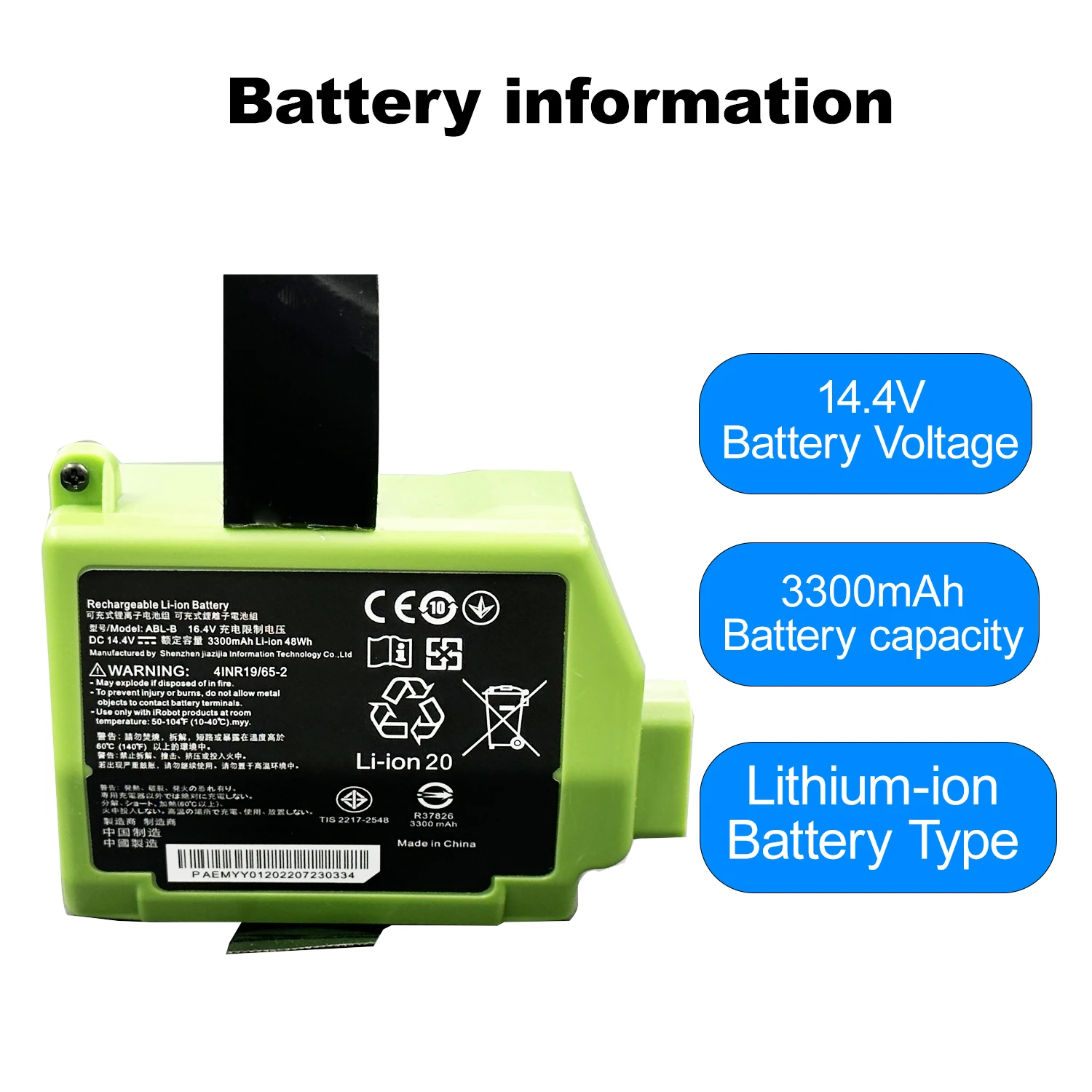 DXT New ABL-B S9 Battery For iRobot Roomba S9 9150 S9+ S9550 9550 + S9 Plus S955020 S955880 Robot Vacuum Series  Sweeper battery