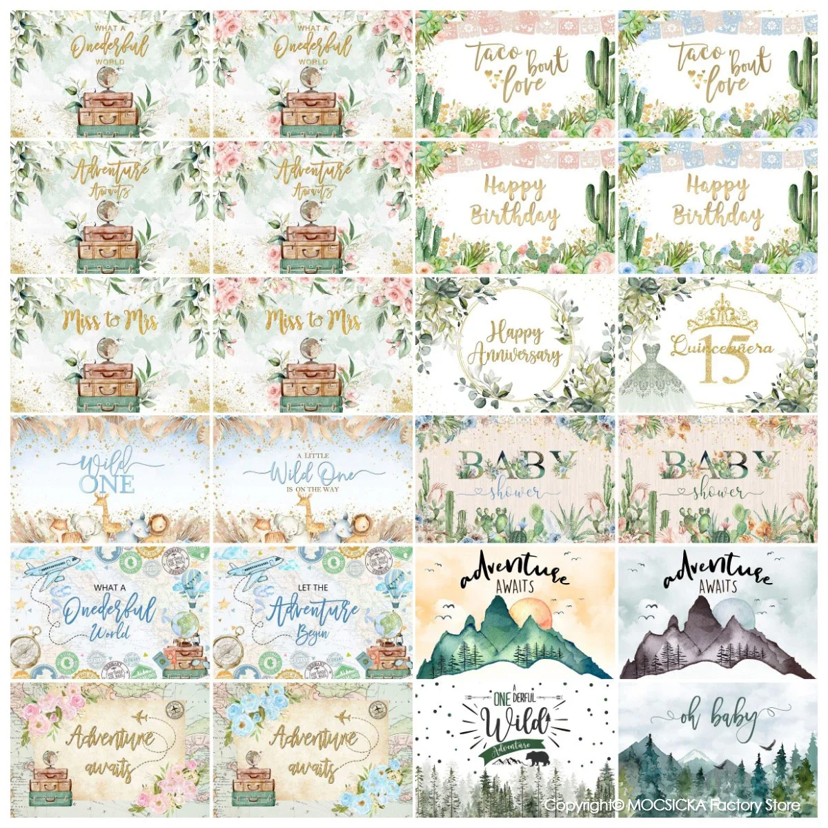 Mocsicka Safari Forest Baby Shower Gender Reveal Photography Background Birthday Party Backdrop Snowfield Wild Animal Photozone