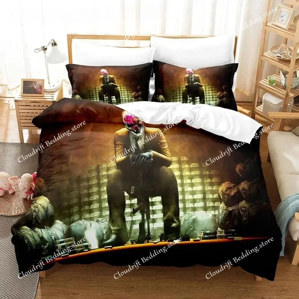 Game Payday Bedding Set Single Twin Full Queen King Size Bed Set Adult Boys Bedroom Duvet cover Sets Hip Hop Clown Anime Bed