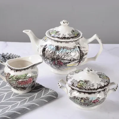 Low price discount European luxury villa ceramic afternoon tea coffee set