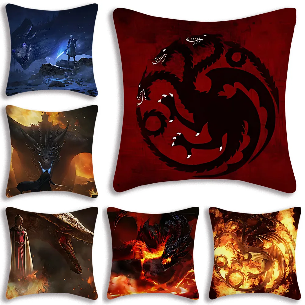 

H-House of the D-Dragons Pillow Covers Cartoon Sofa Decorative Home Double-sided Printing Short Plush Cute Cushion Cover