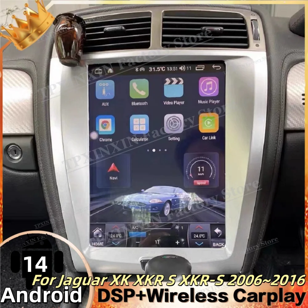 Pantalla Multimedia automotriz para Jaguar XK XKR S XKR-S, reproductor GPS para coche, Radio de navegación, Coche con Android 14, receptor estéreo automático