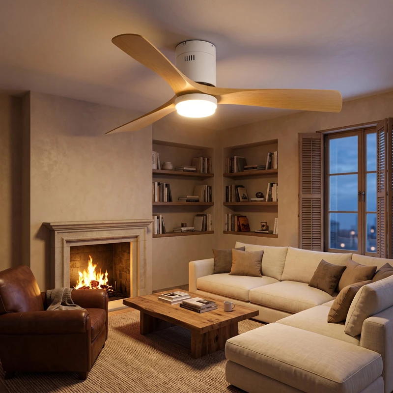 36/42/52 Inch Low Floor 3 Blade DC Ceiling Fan with LED Light and Remote Control for Coffee Shop Home Hotel Office