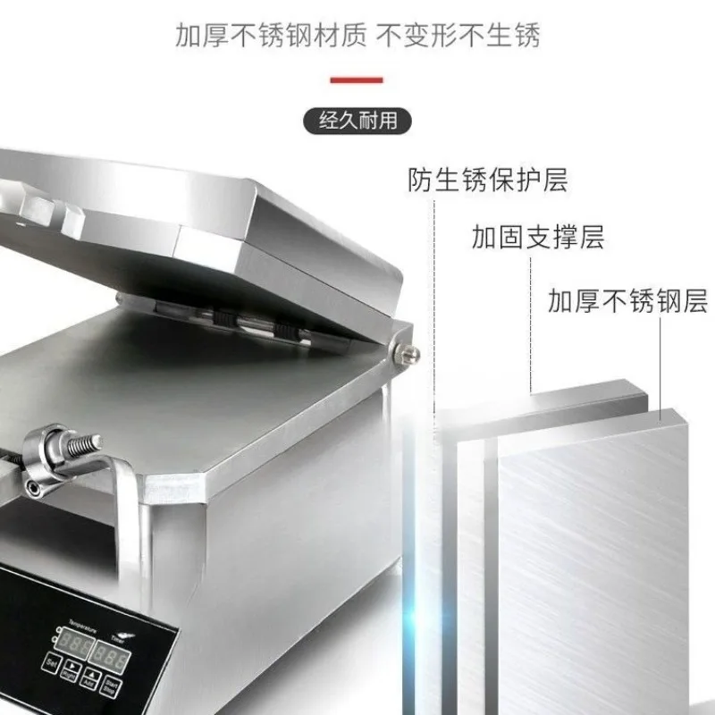 Máquina de prensagem de panquecas, máquina de bolo fóssil de frutos do mar, aquecimento elétrico de dupla face, economia de energia comercial