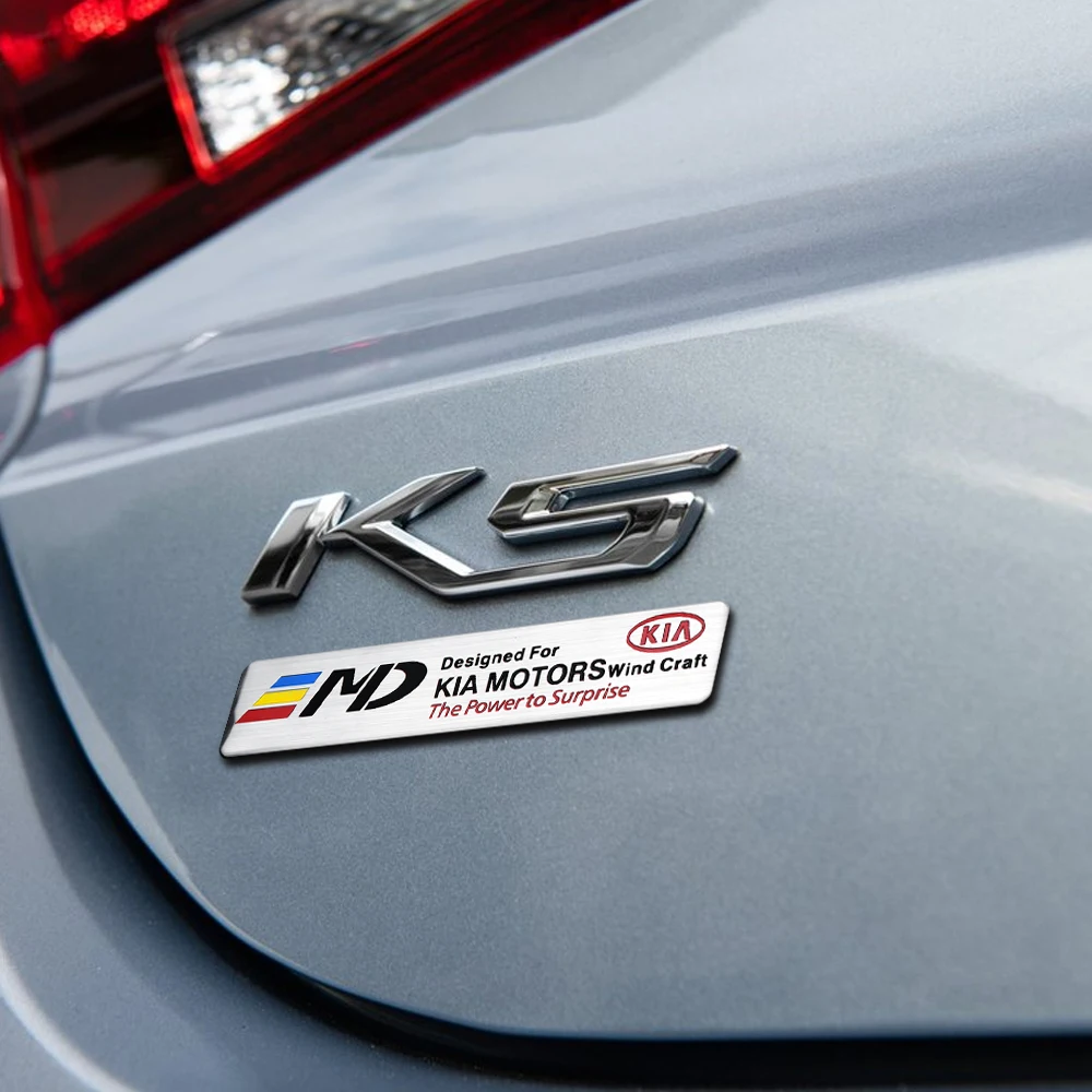 ثلاثية الأبعاد معدن الألومنيوم شعار سيارة درابزين الجذع الخارجي لاصقة تزيين لكيا ريو 3 الروح بيكانتو EV6 سيراتو نيرو فورتي Ceed #4