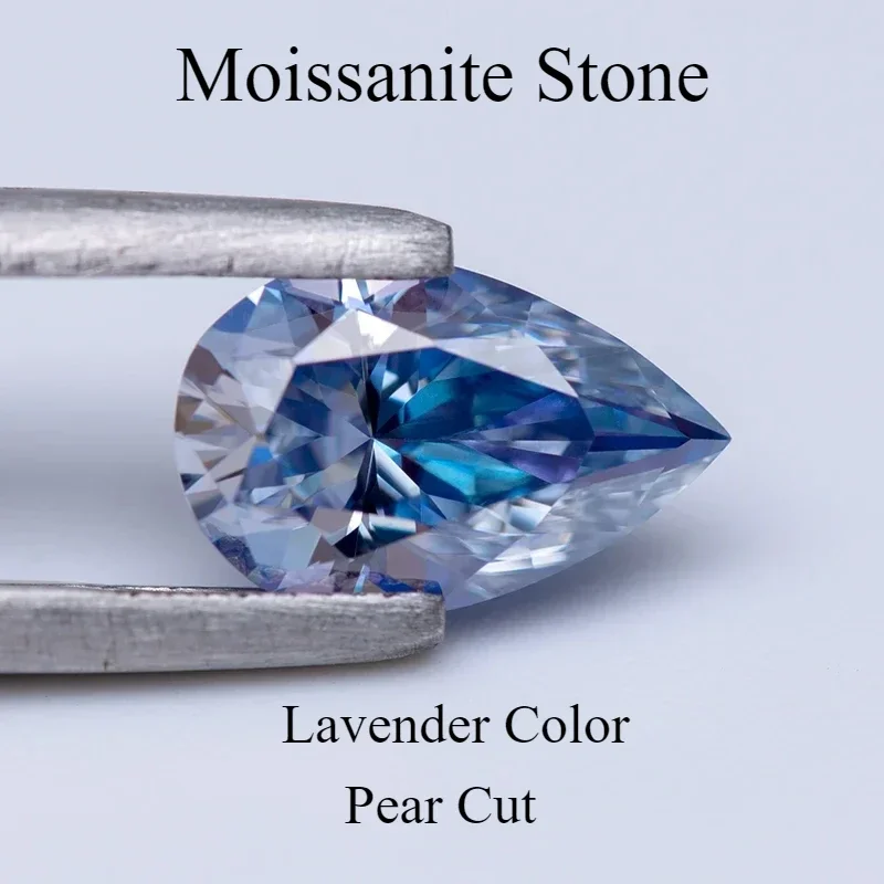 

Moissanite Diamond Lavender Color Pear Cut Lab Rown Gemstone For Diy Advanced Jewelry Making Materials With GRA Certificate