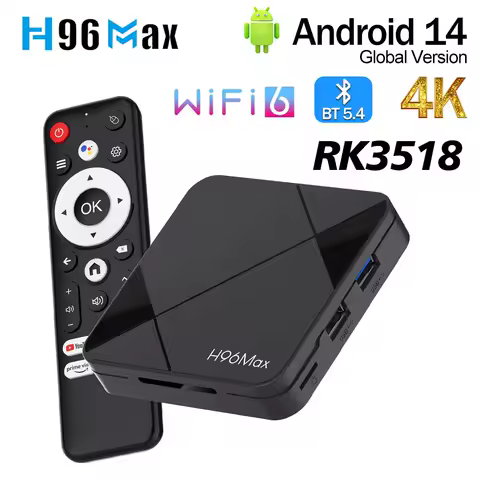 H96 MAX RK3518 TV Box Android 14 ATV TV Box 4K Wifi6 BT5.4 USB3.0 Google Voice Assistant Media Player Set Top Box