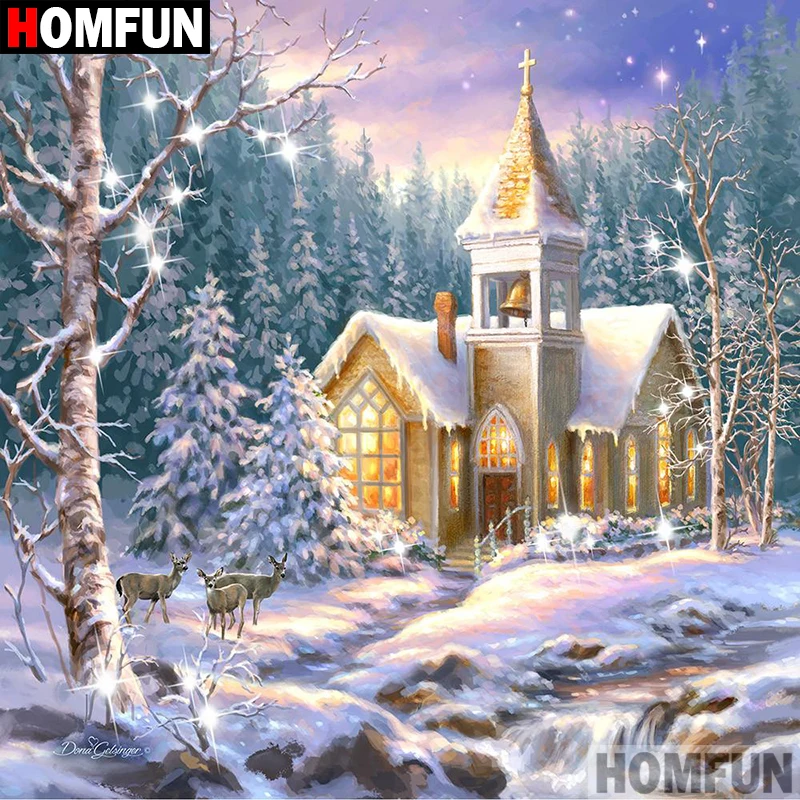 

HOMFUN 3D Diamond Painting "House landscape" DIY Full Rhinestones Drill Cross-stitch Kits Square Round Diamond Embroidery A08888