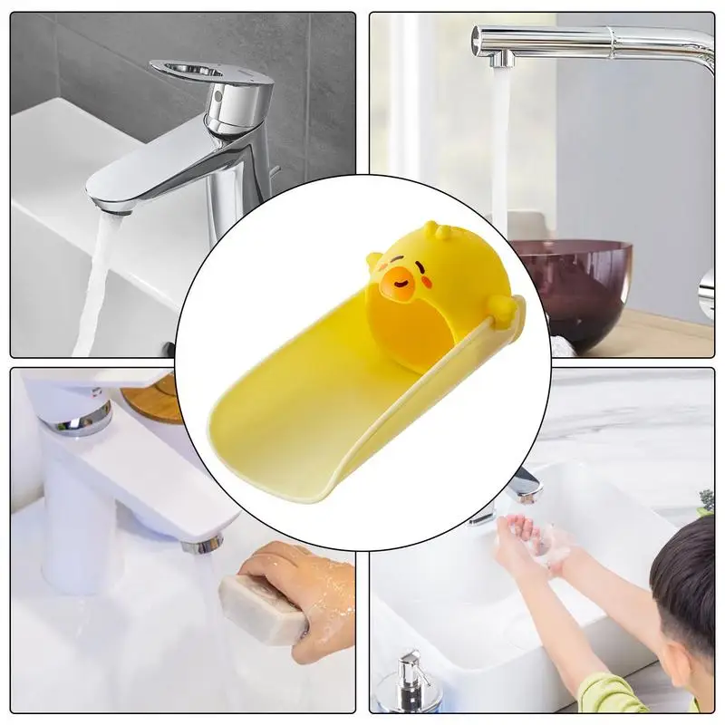 Kids Faucet Extender Sink Accessories Animal Shape Toddler Silicone Water Tap Extender Hand Washing Faucet Chute Extender