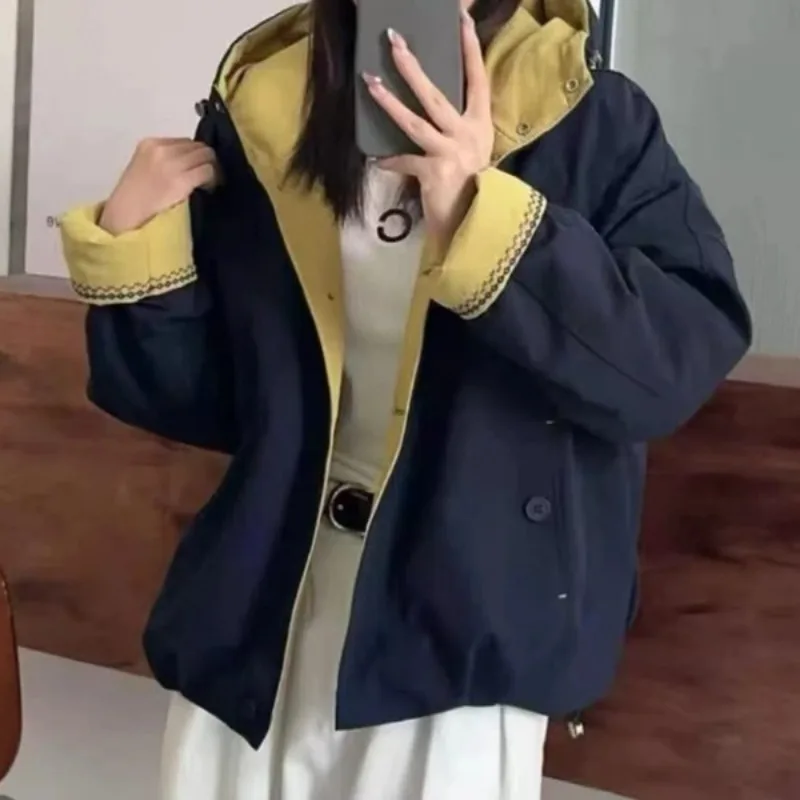 

Модная и модная хлопковая одежда для женщин, короткая свободная повседневная куртка с капюшоном, новая теплая хлопковая одежда на осень и зиму