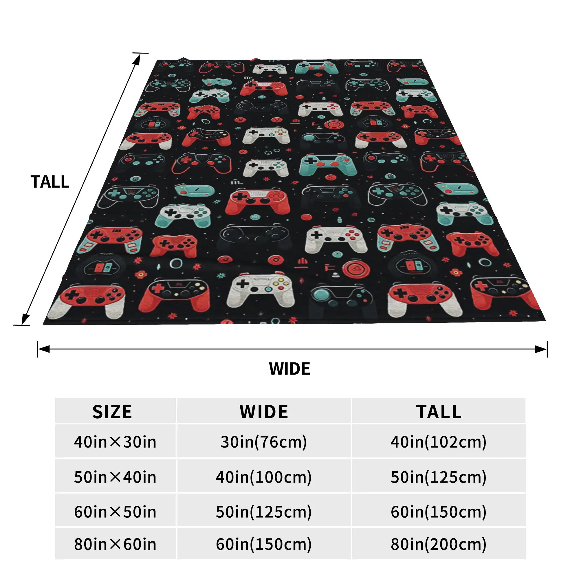 Gaming Pattern - Game Controllers Blanket Soft Warm Flannel Throw Blanket Plush for Bed Living room Picnic Travel Home Sofa