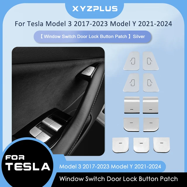 Dla Tesla Model 3 2017-2023 Model Y 2021-2024 Przycisk Podnoszenia Szyb ABS Osłona Przełącznika Zamka Drzwi Nakładka Wykończeniowa Akcesoria Samochodowe do Wnętrza