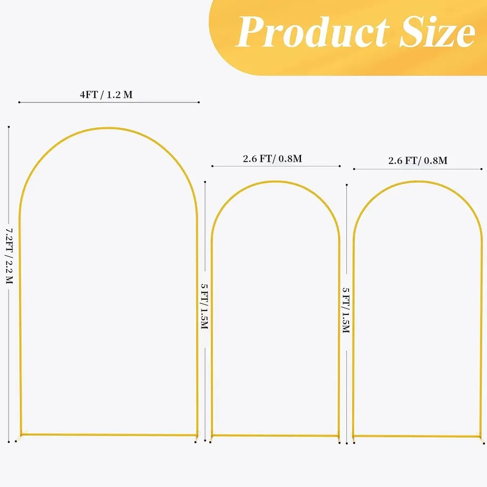 

Оптовая продажа, набор из 3 металлических арочных фонов, подставка для свадьбы, Золотая Цветочная арка для фотографий
