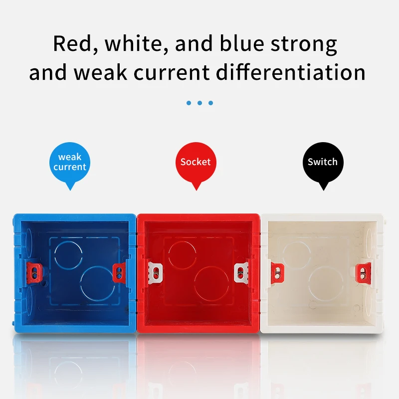 Picture 5: Type 86 General electric wall switch socket mounting box, switch socket junction box hidden in the mounting box white red blue