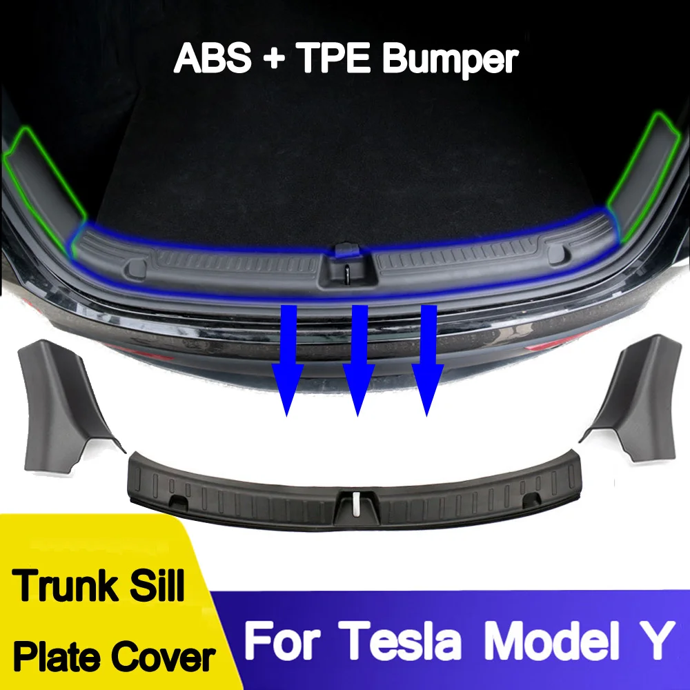 

For Tesla Model Y Trunk Sill Plate Cover TPE Rubber Protector Threshold Bumper Guards For Tesla Model Y