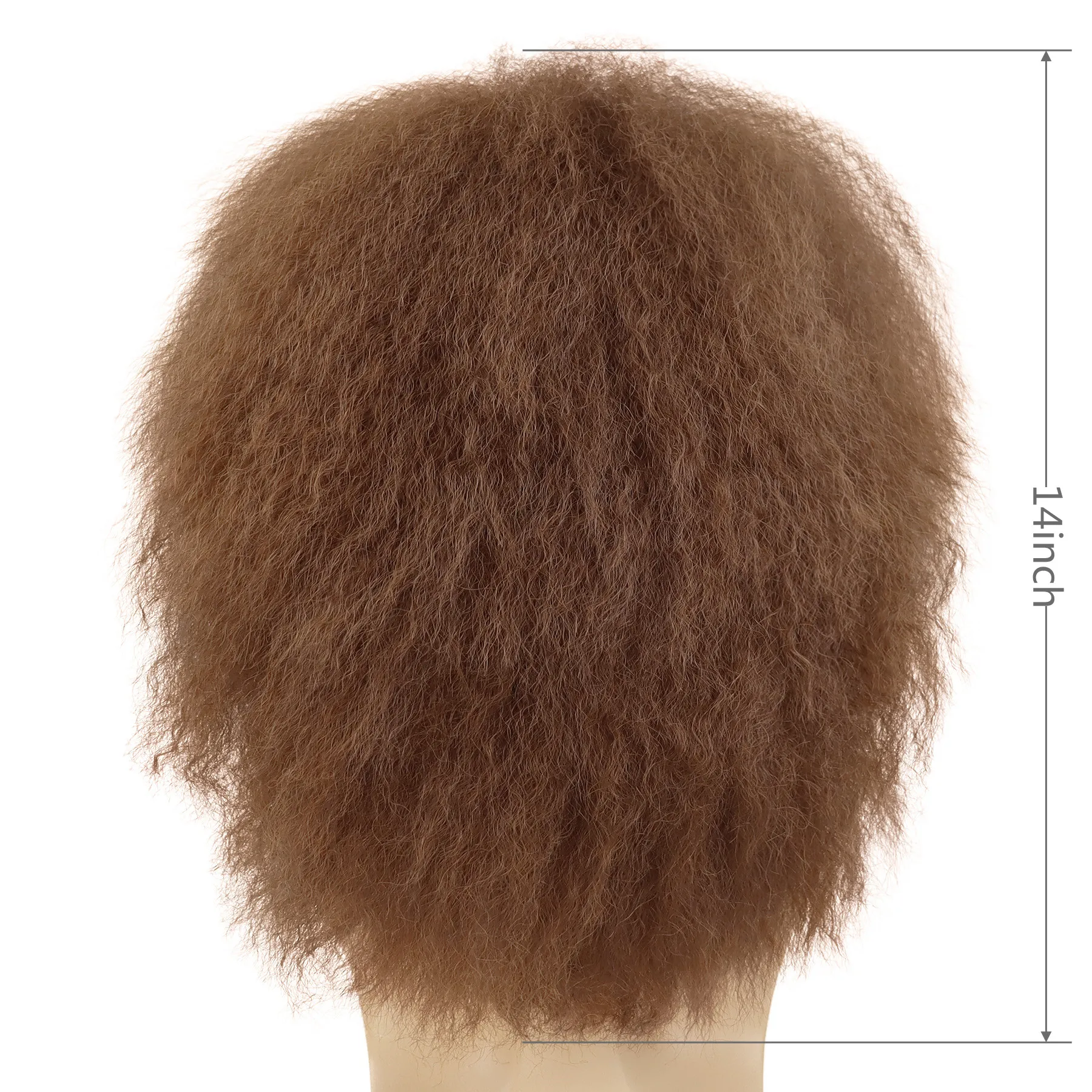 الاصطناعية 14 بوصة قصيرة براون الشعر فضفاض ياكي مستقيم الباروكات الطبيعية رقيق الأفرو تصفيفة الشعر المستعار للرجال الروك شعر مستعار زي الطرف