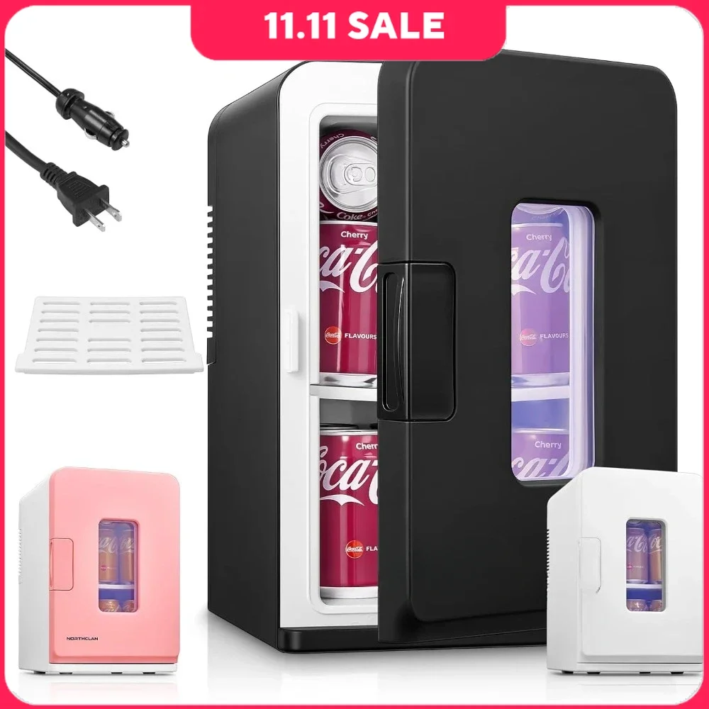 

15L Mini Fridge, 21 Cans Small Skincare Fridge, 110V/12V Thermoelectric Mini Refrigerator, Portable Fridge