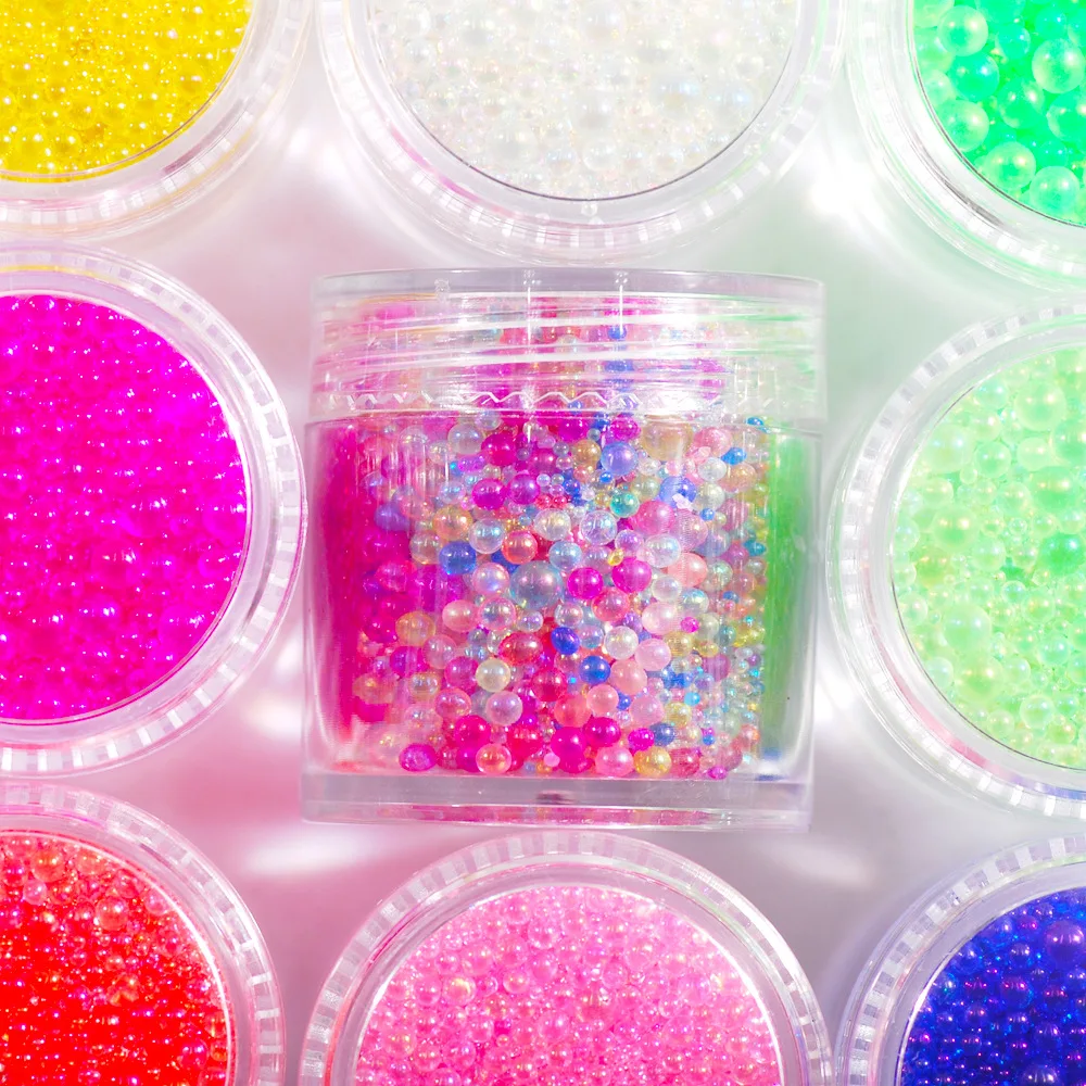 20g/bag New Product Mixed Size Non Porous Bubble Beads Caviar Microbeads Rainbow Glass Transparent Nail Beads DIY Accessories