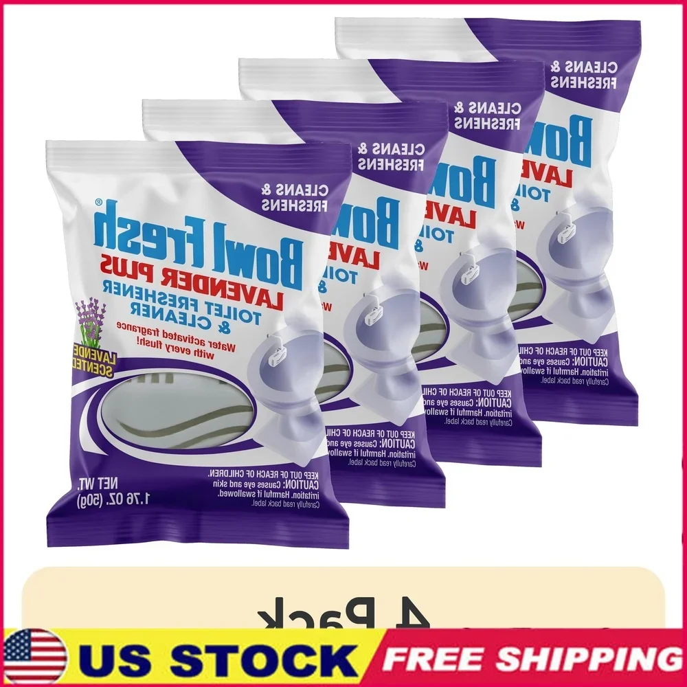 

4 упаковки, освежитель для туалета лаванды, очиститель, средство для устранения запаха, вешалка на ободе, автоматический репеллент от пятен с жесткой водой, дезодоратор, 1,76 унции