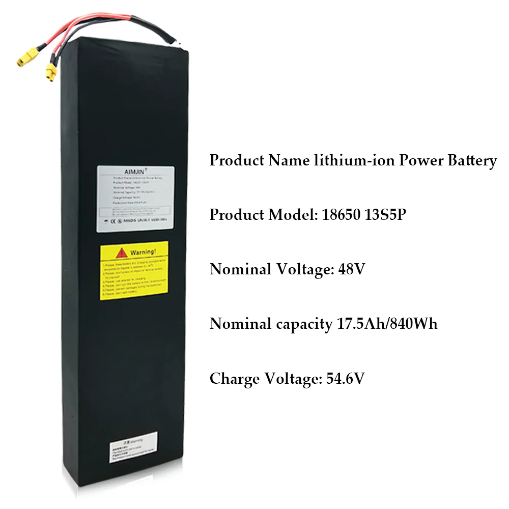 13s5p lithium battery pack 17500mAh, with BMS, suitable for Kugoo X1/X1Plus scooter 48V scooter battery