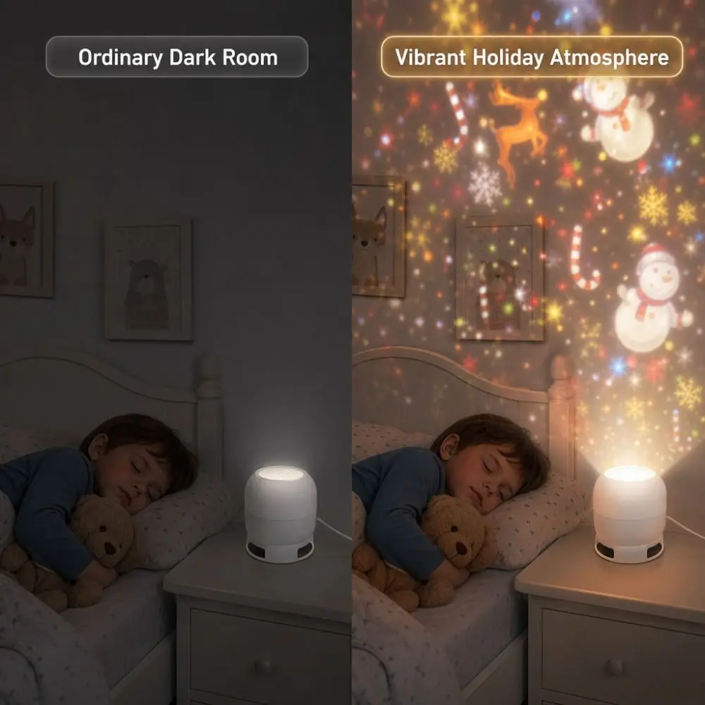 USB Powered Projector Lamp Flexible Neck Dynamic Rotating Projection Light Multi-Holiday Starry Sky Dreamy Ocean Projector