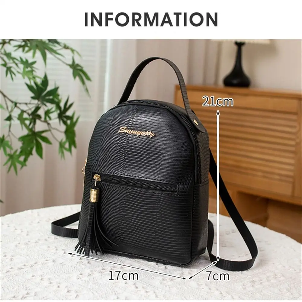 PU Leather Shoulder Bags Stylish Multi-function Large Capacity Small Backpack Solid Color Handbag Female