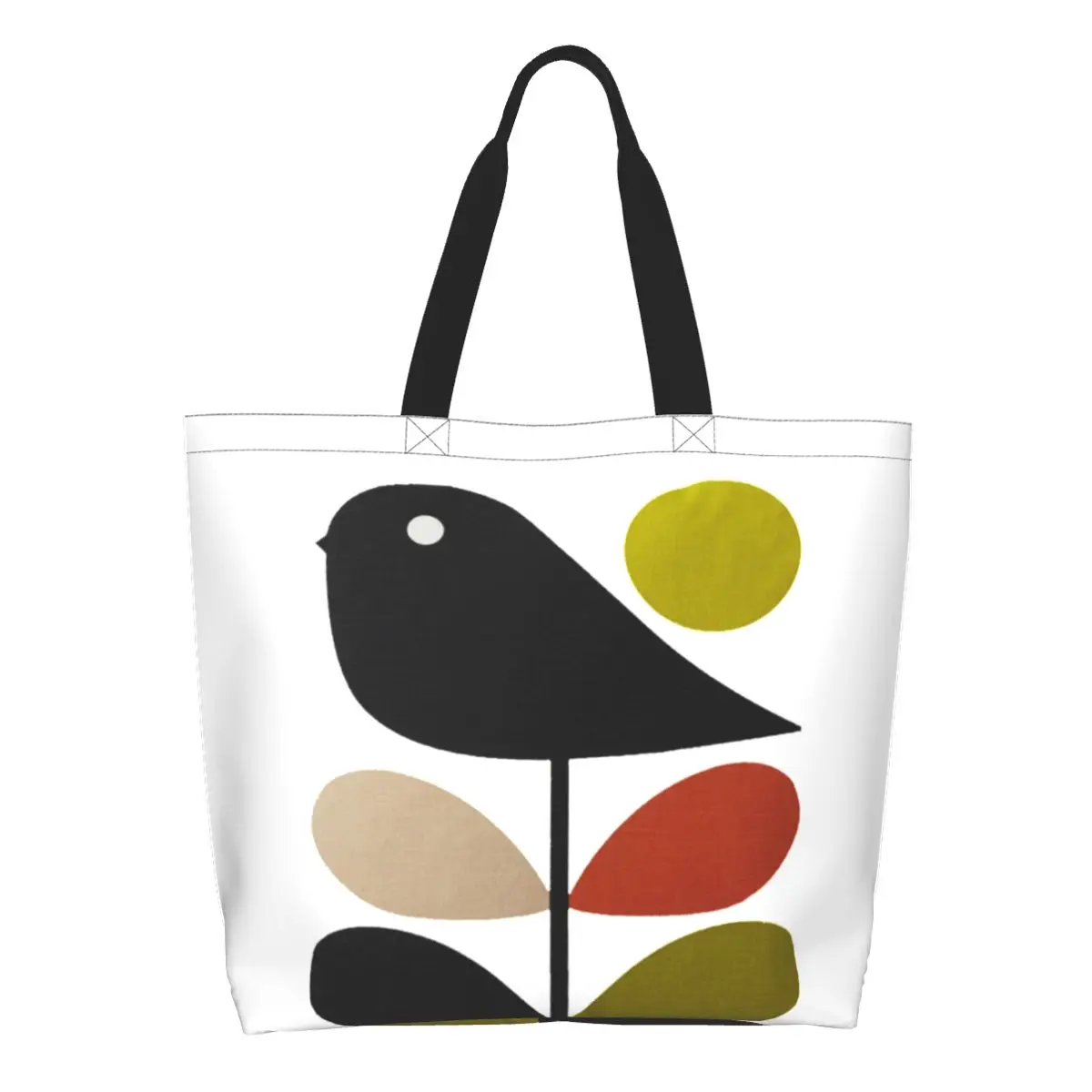 Orla Kiely Stem And Bird Grocery Shopping Bags Canvas Shopper Tote Shoulder Bags Large Capacity Washable Scandinavian Handbag