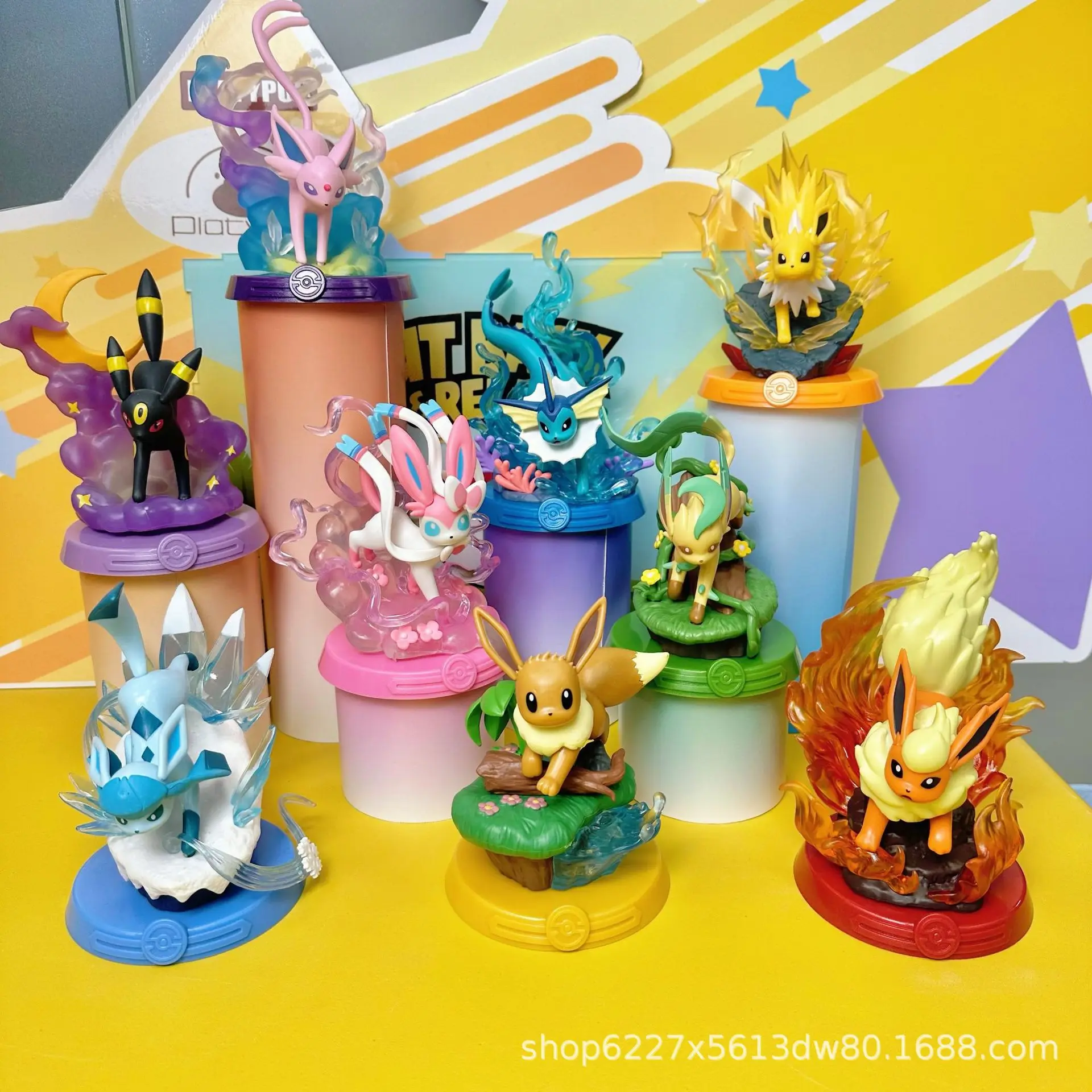 Anime Pokemon Funism Adventure Eevee Family Suit Blind Box Jolteon Sylveon Actionfigur Sammlung Modell Kinderspielzeug Geschenk Replik