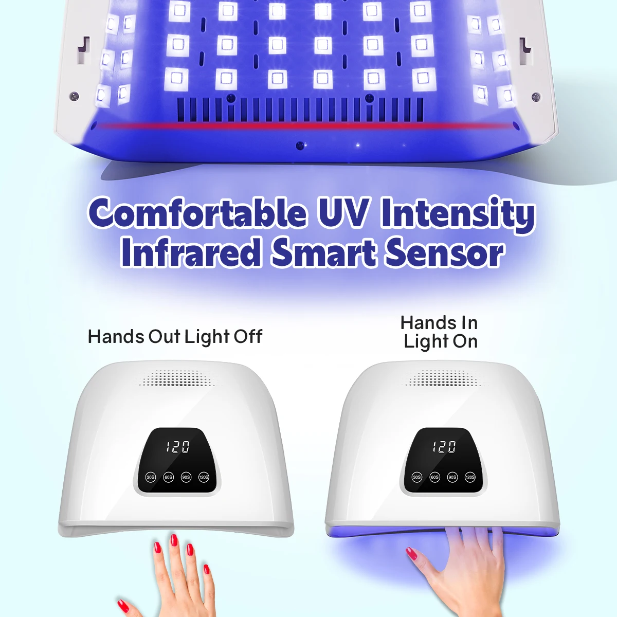 72LEDS UV LED Nail Lamp for Acrylic Nail Gel Drying With Motion Sensing Professional Powerful Manicure Machine Nail Art Salon