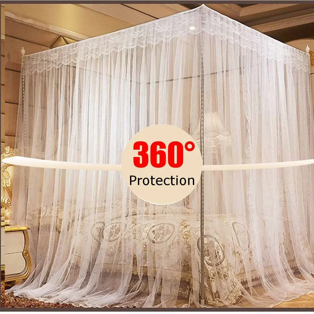 Four Corner Mosquito Net Elegant Canopy Mosquito Netting For Double Bed Mosquito Repellent Tent Insect Reject Canopy Bed Curtain