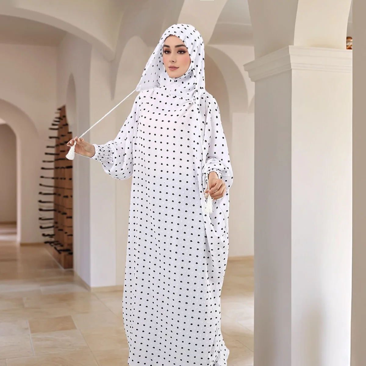 176*85Cm Dubai Medio Oriente nuevo vestido de moda para mujer vestido con capucha, capa Multicolor de lunares accesorios de moda simples