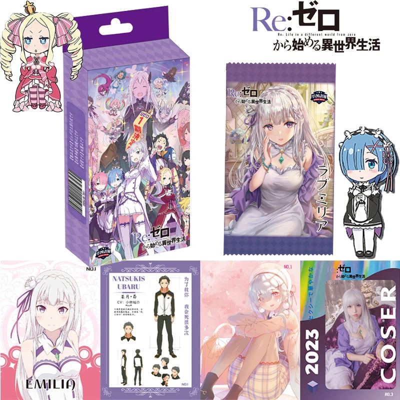 

2023 New Anime Re:Life In A Different World From Zero Cards Rem Ram Beatrice Emilia Rare Collection Cards for Children Toys Cift