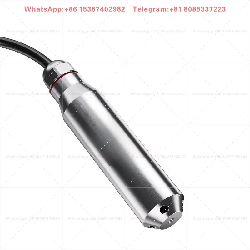 304SS Integrated Temp Water Level Sensor DC24V 4-20mA Submersible Transmitter 0-500m Waterproof Liquid Detection Probe
