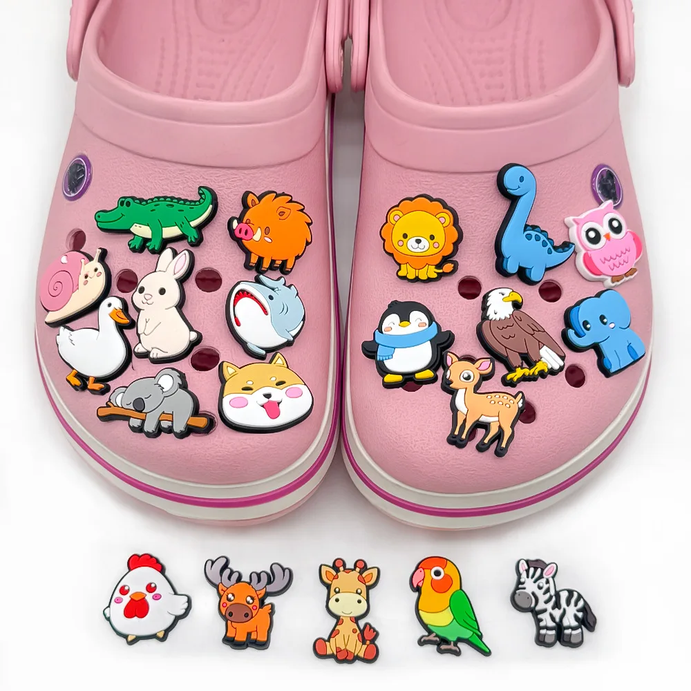 Cute Cartoon Animal Shoe Charms for Croc Clogs, 20PCS Mixed Styles PVC Shoe Decorations, Kids Party Favors and Birthday Gifts