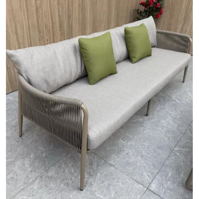 Aluminum Alloy Outdoor Woven Sofa, Waterproof and Sun-proof