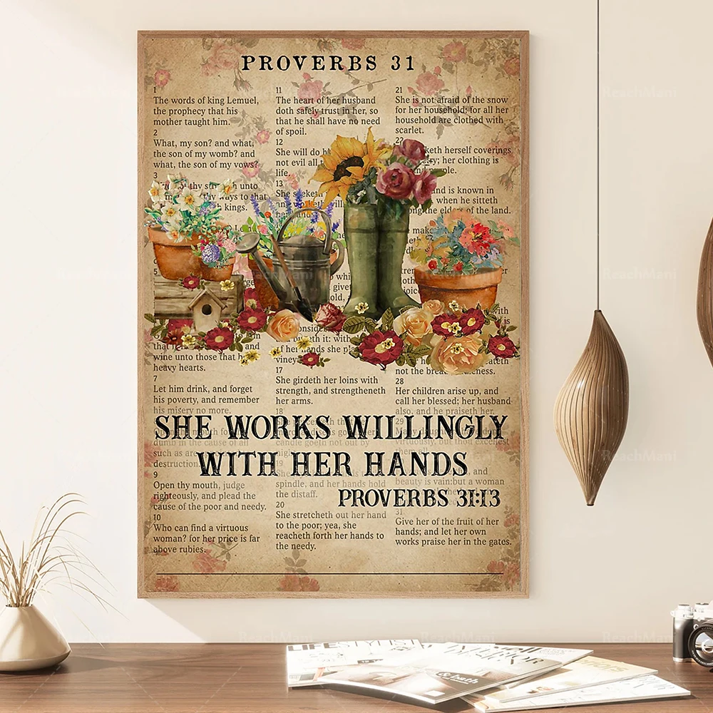 Catchphrase Works Willingly With Hand Gardening Poster, Plants Vintage Poster, Gardening Poster Gift