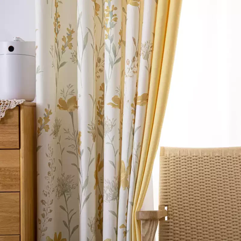 

Nordic Printing Splicing Luxury Curtains for Living Room Bedroom Printing Custom Simple Blackout Cotton Linen Fabric Tulle