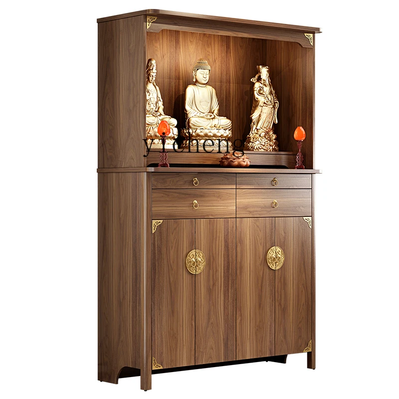 TQH Buddhist niche cabinet household solid wood table for God of Wealth cabinet Buddha statue cabinet