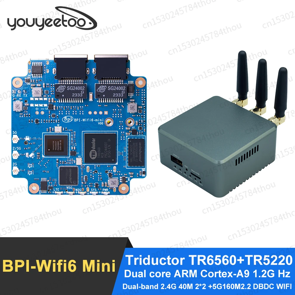 Banana Pi BPI-WiFi6 Mini Open Source Router Triductor TR6560 and TR5220 WIFI SOC Dual-core ARM Cortec A9 Processor Soft Router