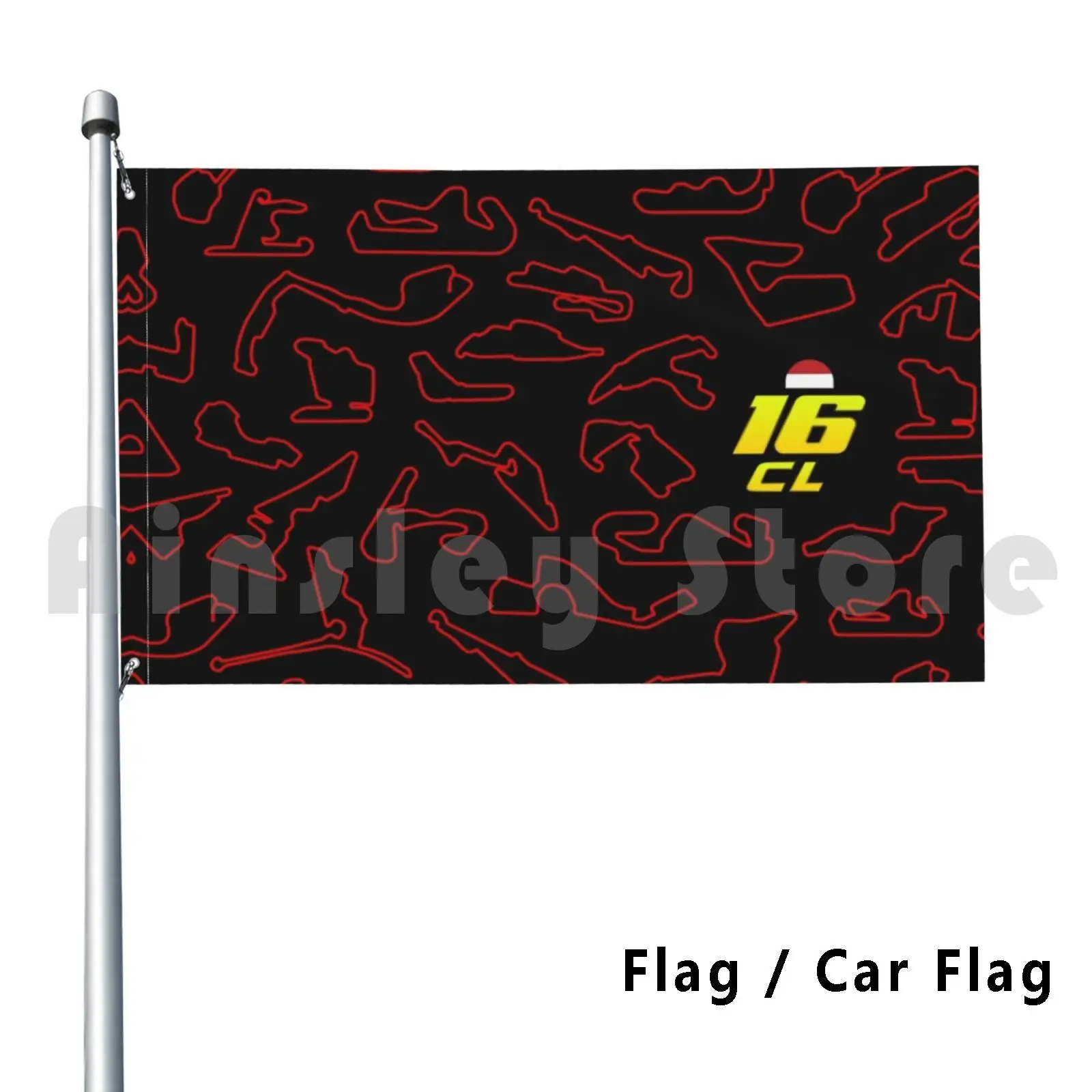 Cl 16-Circuits Pattern Outdoor Decor Flag Car Flag Race Track Racing Scuderia Team Lecrerc Monaco Italy Italian