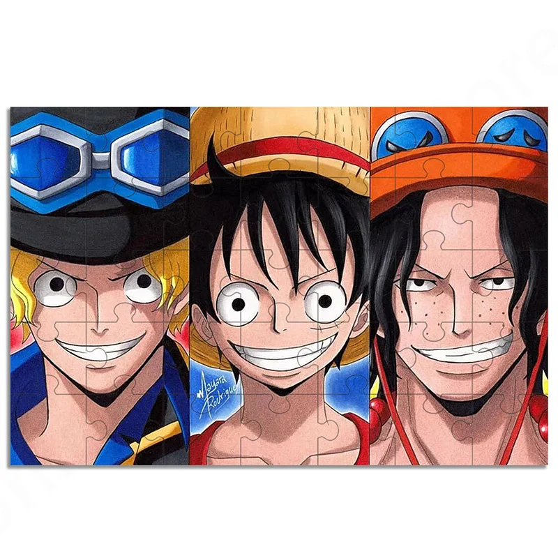 Wooden 35Pcs Puzzles Jigsaw Children Anime One Piece Characters Luffy Zoro Puzzle Baby Early Education and Intellectual Diy Toys