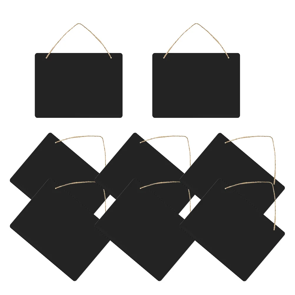 8Pcs Hanging Chalkboard with Rope Small Blackboard for Coffee Shop Office Home Use Wooden Message Board Display Sign