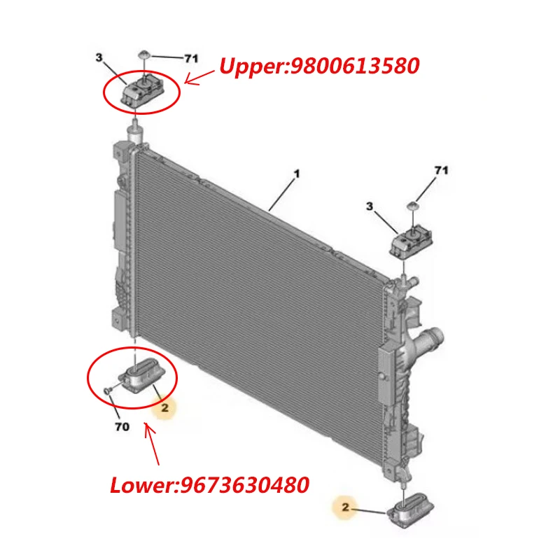 9673630480 9800613580 For Peugeot308S 408 508 4008 5008CitroenC4 TianyiC5 DS7 radiator fixed claw cooling water tank rubber pad 