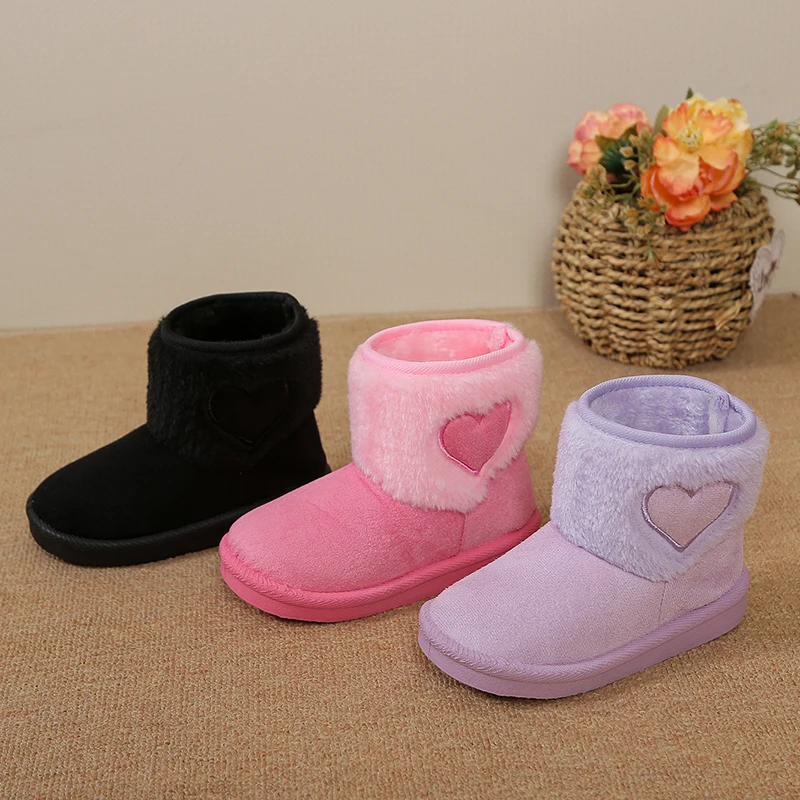 

2025Winter Plush Boots For Children Fur Thick Warm Boy's Girl's Snow Boots Anti-slippery Soft Warm Cotton Shoes For Kids Winter