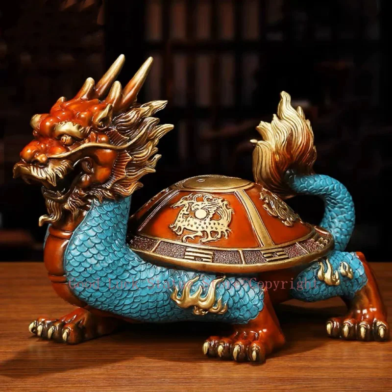 Good Omens Home Company Royal COPPER fortune Dragon turtle statue GOOD LUCK thriving business money Success FENG SHUI 50% OFF