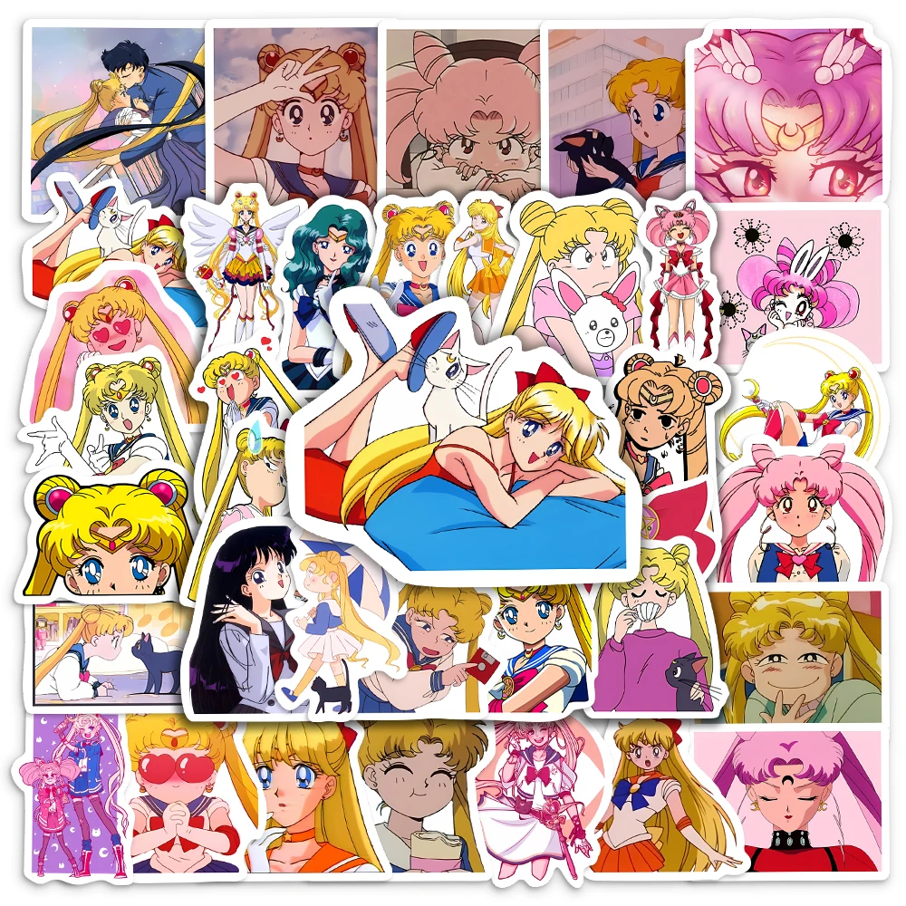 Anime Girl Stickers Kawaii Yellow Hair Girls DIY for Laptop Luggage Phone Scooter Funny Vinyl Decal for Kids Children Waterproof view 2