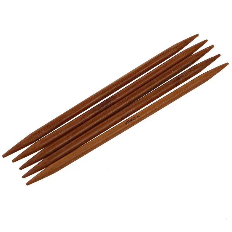 5 Sets of 11 Sizes 5'' (13cm) Double Pointed Carbonized Bamboo Knitting Kits Needles Set (2.0mm - 5.0mm)