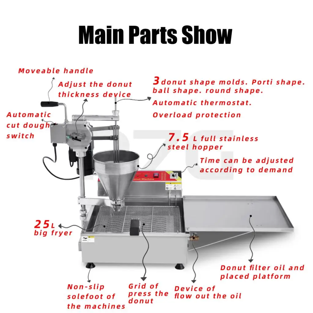 Electric Mini Pon De Ring Mochi Donut Frying Machines 3 Shapes Automatic Lokma Donut Cheese Ball Making Machine