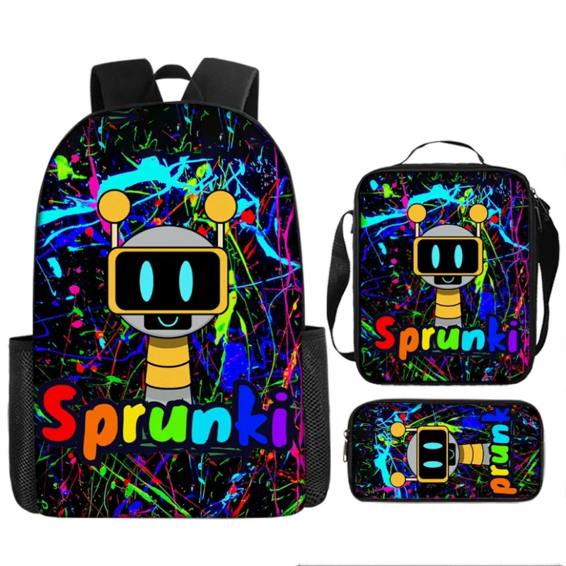 

3pcs Sprunki Cosplay Backpack Anime Schoolbags for Student Schoolbag Sprunki Lunch Bag Pencil Bag Cartoon Backpack Gift