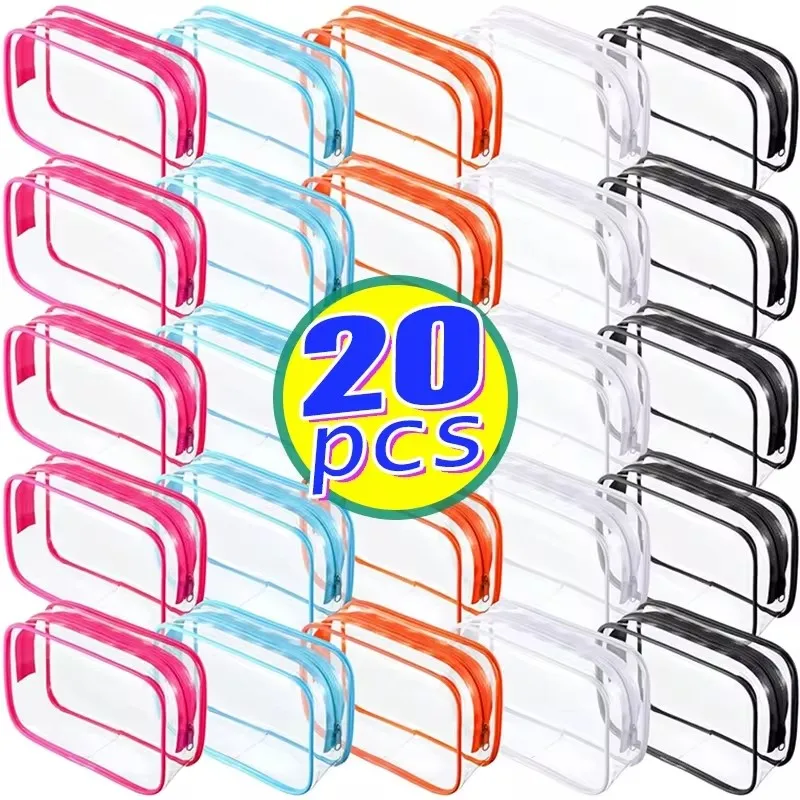 1/20pcs Clear Cosmetic Makeup Bags PVC Storage Travel Organizer Clear Makeup Bag Beautician Beauty Case Toiletry Bag Wash Bags